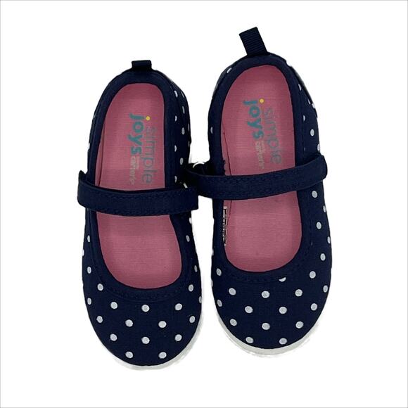 Simple Joys by Carter Canvas Mary Jane Navy/White Polk-a-Dot Size 8 - Picture 6 of 12